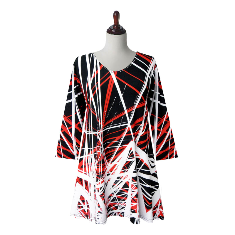 Valentina "Mixed Direction" Tunic in Red, White & Black - 25282-TU - S Only