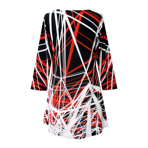 Valentina "Mixed Direction" Tunic in Red, White & Black - 25282-TU - S Only