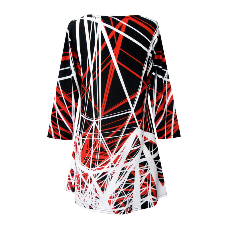 Valentina "Mixed Direction" Tunic in Red, White & Black - 25282-TU - S Only