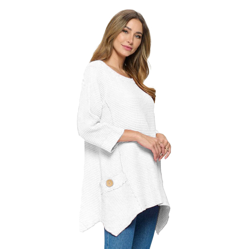 Focus Long Waffle Tunic in White - FW135-WT