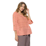 Fringe-Trim Voile Top in Peach - FR-102-PCH - Size S only!