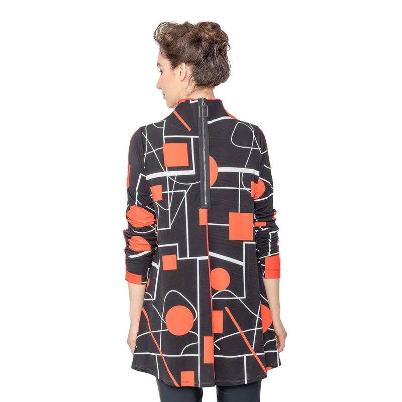 IC Collection Geometric Pocket Tunic Top in Red 5555T-RD - Sizes M & L Only