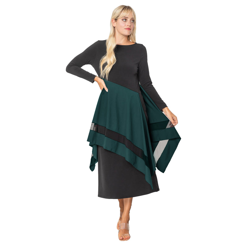 IC Collection Apron Midi Dress in Green - 5610D-GN