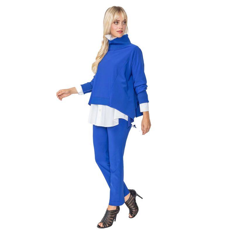 IC Collection Blue Turtleneck Poncho Top - 2712T-BLU - Sizes S & M Only!