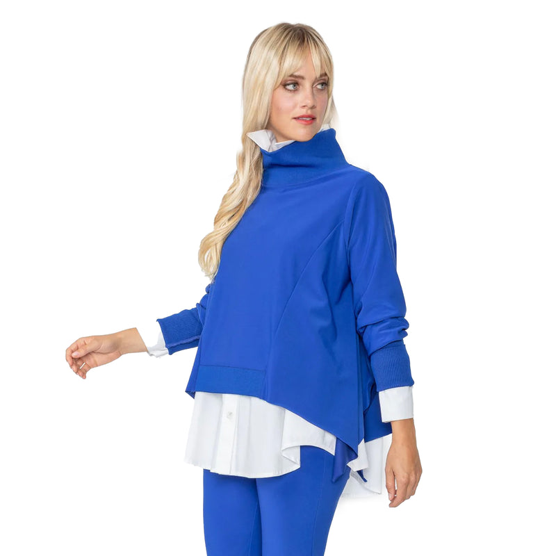 IC Collection Blue Turtleneck Poncho Top - 2712T-BLU - Sizes S & M Only!