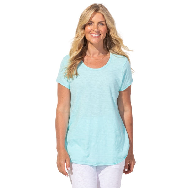 Escape by Habitat Scoop Neck Tee in Aqua - 10007-AQ - Sizes S & M