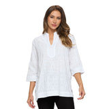 Embroidered Tunic Top in White - EC-426-WHT - Size S Only!