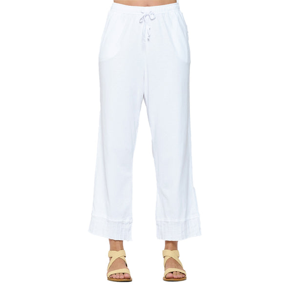 Focus Fashion Pull-On Rib Cuff Flood Pants in White - CS-380-WT