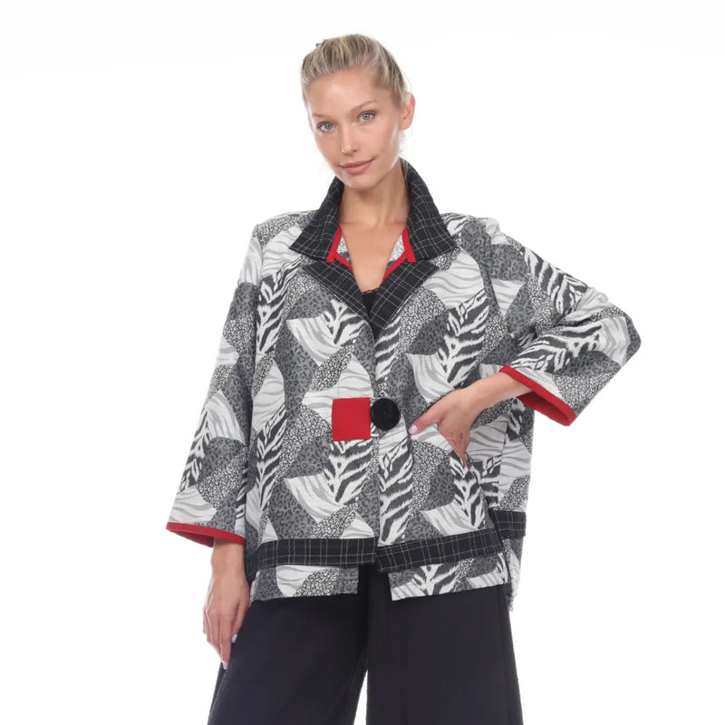 Moonlight Mixed-Media Print One-Button Jacket - 9004 - Size S Only!