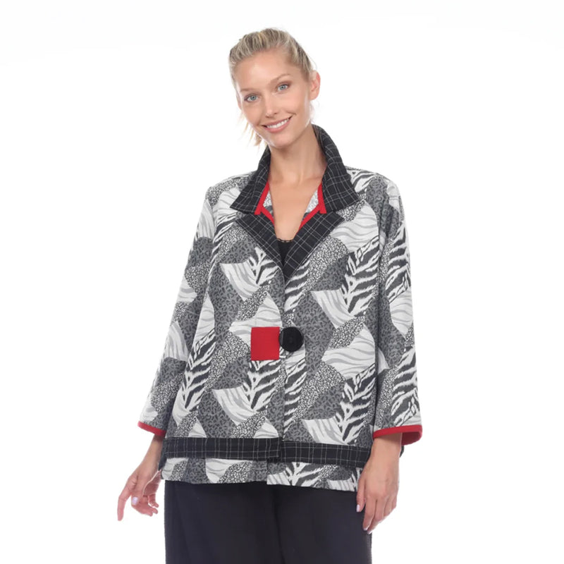 Moonlight Mixed-Media Print One-Button Jacket - 9004 - Size S Only!