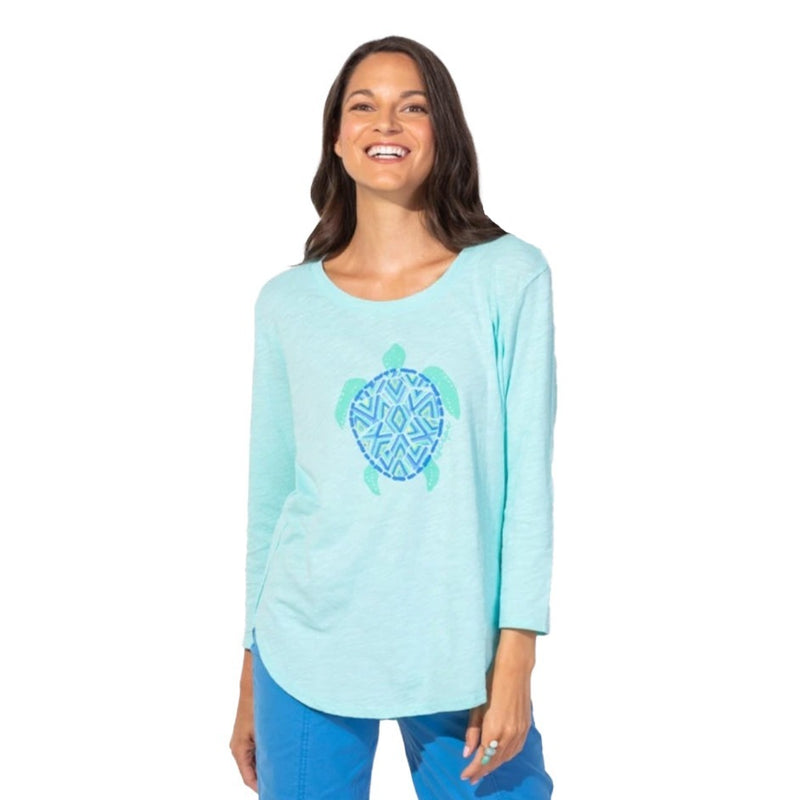 Escape by Habitat Turtle Tee in Aqua - 47104-AQ - Size XS Only!