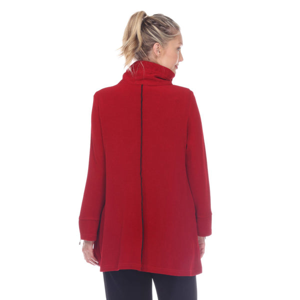 Button Front Jacket in Red/Black  - 9193-RD