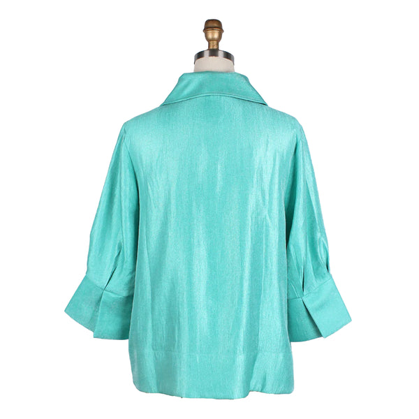 Damee Button Front Short Swing Jacket in Mint - 4741-MN