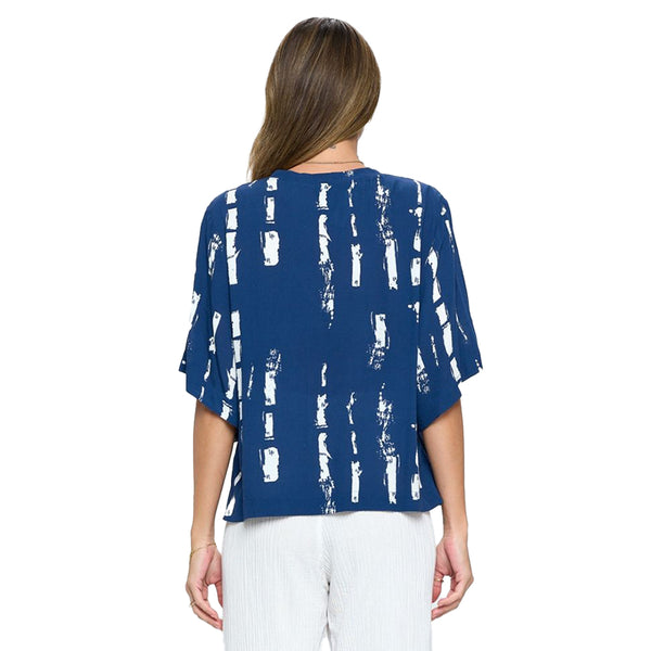 Focus Bamboo-Print Top in Blue & White - BP-104 - Size M Only!