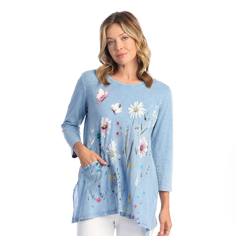 Jess & Jane "Botanica" Mineral Washed Tunic with Linen Contrast - M62-1699