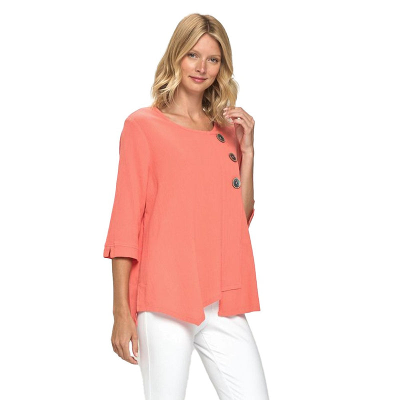 Focus Cotton Gauze Tunic Top in Sugar Coral - CG-102-CO - Size S Only!