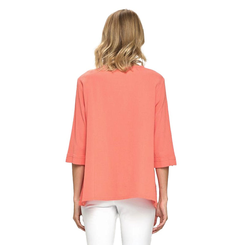 Focus Cotton Gauze Tunic Top in Sugar Coral - CG-102-CO - Size S Only!