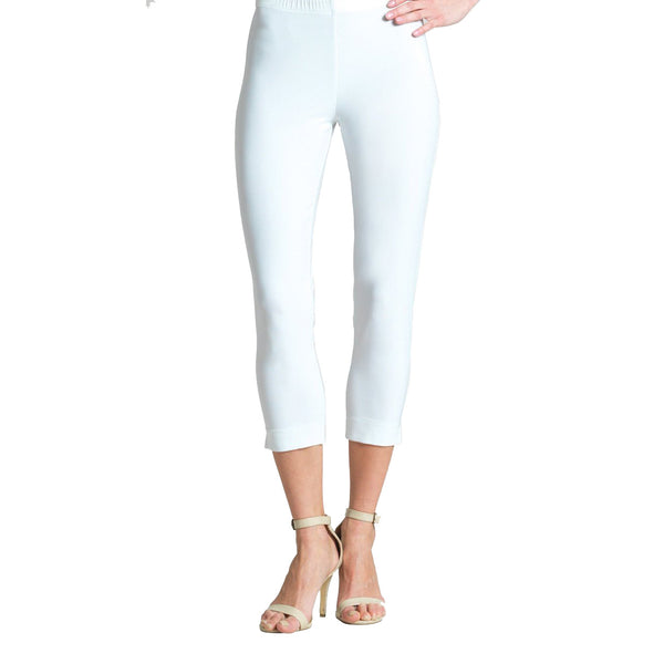 Clara Sunwoo Pull On Soft Stretch Knit Capri in White - CP1-WHT - Size S Only!