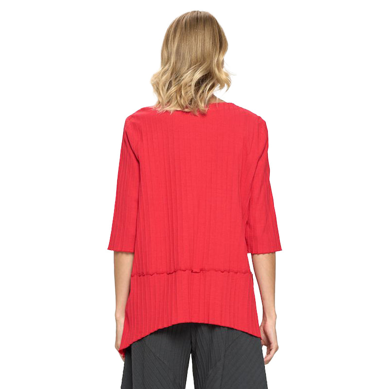 Focus Hip-Length Pocket Tunic Top in Red - CS-303-RED