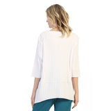 Lightweight Ribbed Pocket Tunic Top in White - CS-389-WHT