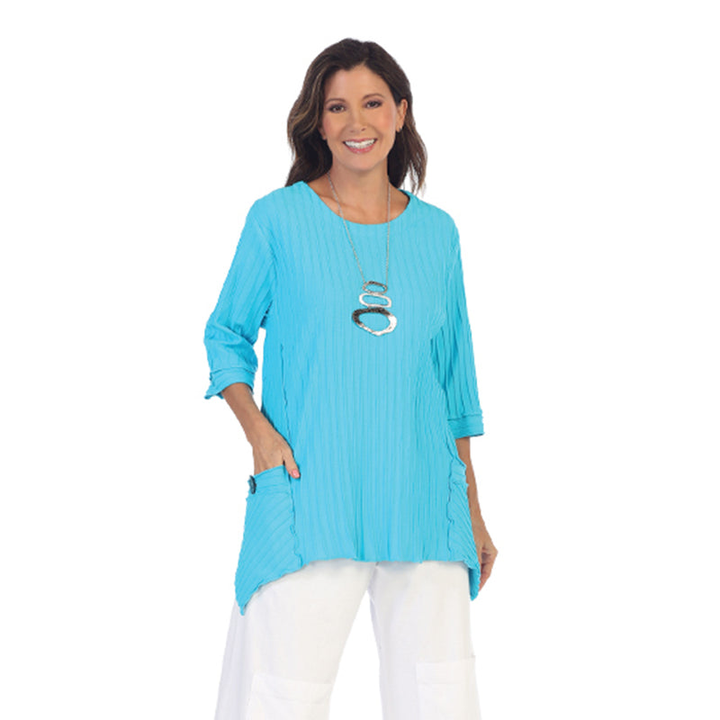 Ribbed Pocket Tunic in Turquoise - CS-388-TRQ