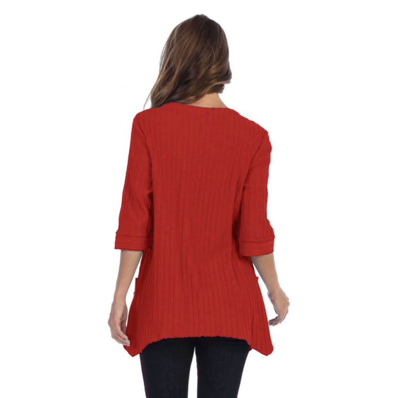 Focus Cotton Ribbed Patch-Pocket Tunic in Dark Red - CS-330-DKRD - Plus Sizes Only!