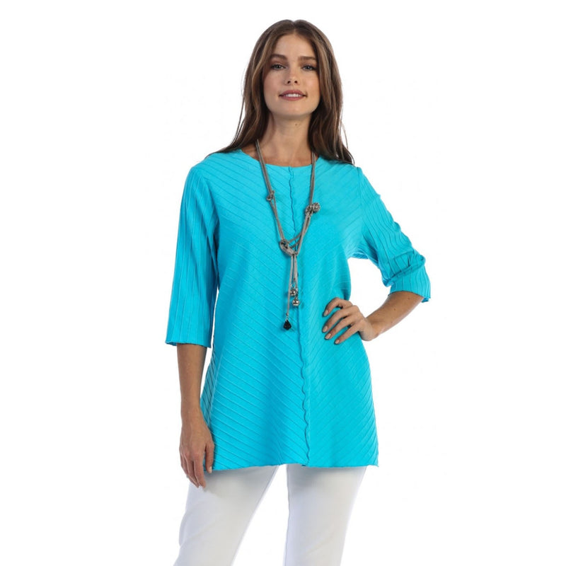 Diagonal Rib Tunic in Turquoise - CS342-TQ
