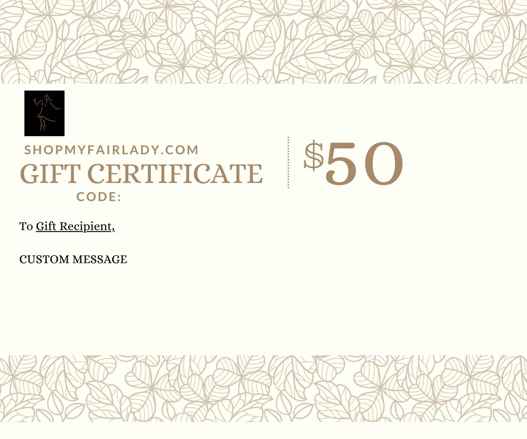 Gift Certificate – Shop My Fair Lady