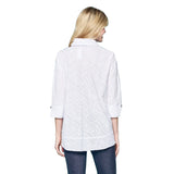 Embroidered Cotton Voile Shirt in White - EC-104-WT