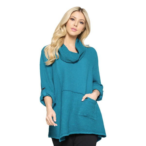 Focus Lightweight Waffle Tunic in Ocean - FW-124-OCN - Size S Only