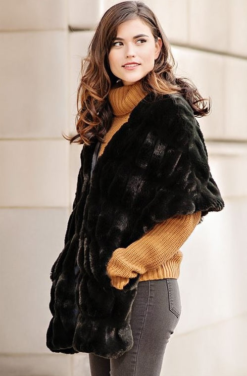 Donna Salyer's Faux-Fur OVER THE SHOULDER STOLE IN Black - 14436-ONX