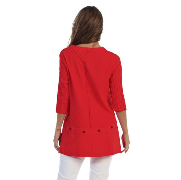 Diagonal Rib Tunic in Deep Red - CS342P-BRD - Plus Sizes Only!