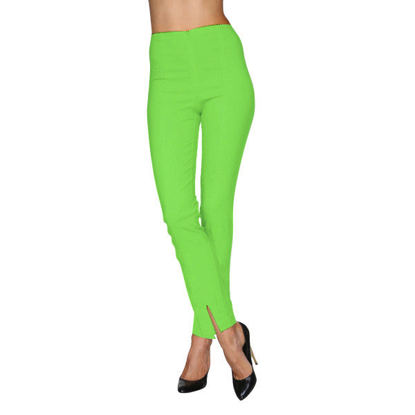 Mesmerize Pants with Front Ankle Slits and Front Zipper in Lime - MA21-LIM - Size 2
