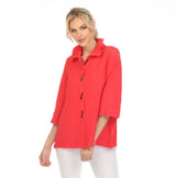 Textured Button Front Blouse/Jacket in Red - 3075SOL-RD