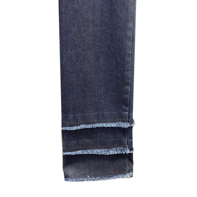 "Oscar" Ankle Pant w/Frayed Tiered Hem in Dark Denim Blue - OSC-DB - Size 8 Only🎁