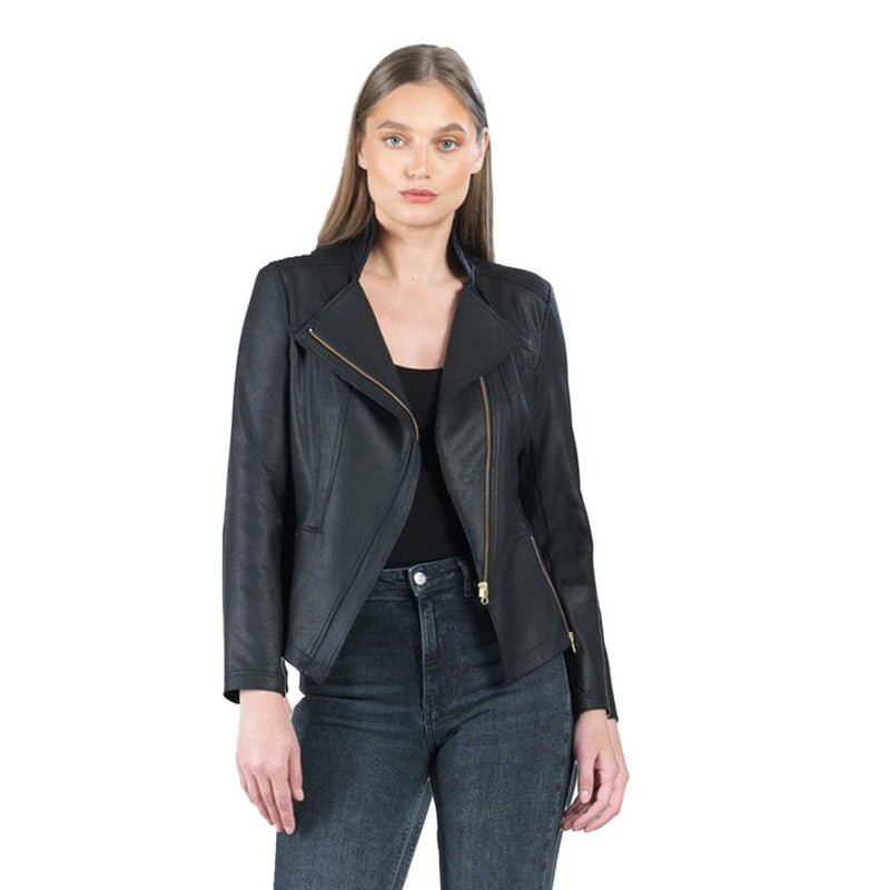 CSW Liqud Leather Jacket in Black - JK161-BLK - Size XS Only!