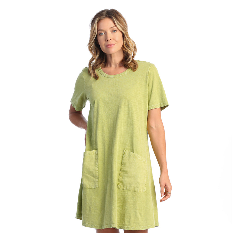 Jess & Jane Solid Mineral Washed Cotton Dress in Cactus - M78-CACT