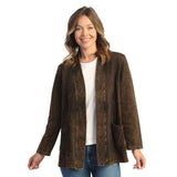 Mineral Washed Open Cardigan With Contrast Patch Pockets - M90