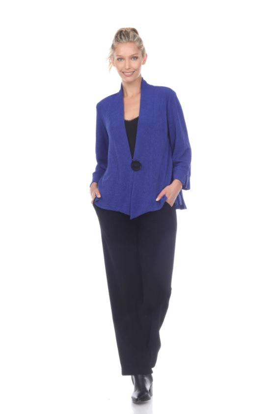 Short High-Low One-Button Jacket in Royal Blue - 2006-BLU XXL Short High-Low One-Button Jacket in Royal Blue - 2006-BLU XXL