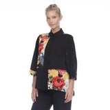 Mandarin-Collar Floral Jacket- 3098-BLK - Size S & M Only