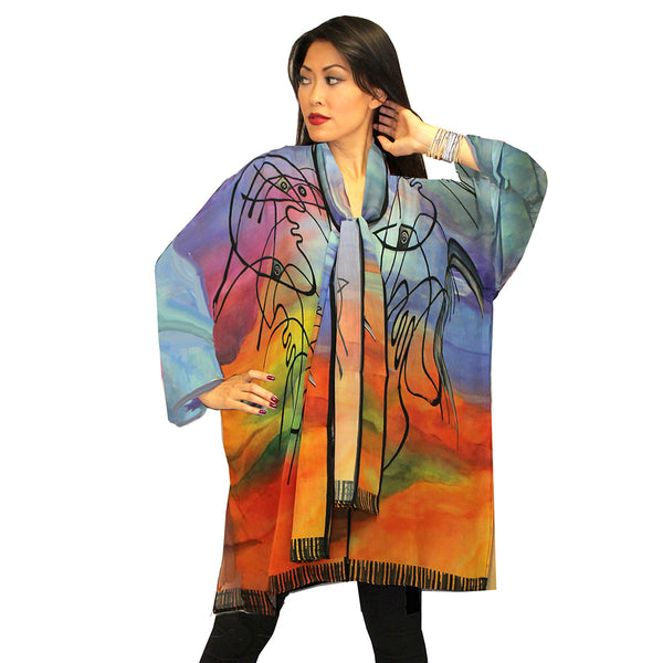 Dilemma Picasso Inspired Caftan & Scarf - NNRC-117-PI