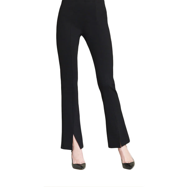 Clara Sunwoo Ponte Knit - Slit Front Pant in Black - PT29A-BK - Sizes S & XL Only!