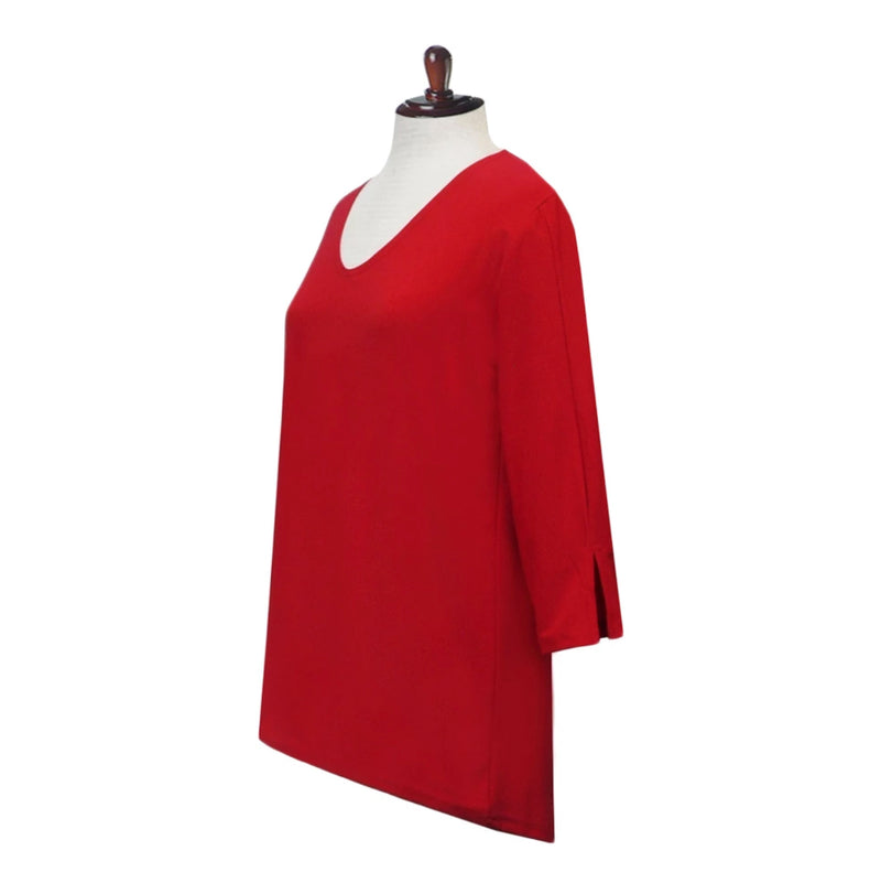 Valentina Signa Solid V Neck Hi-Low Tunic Top in Red - 15296-RED – Shop ...