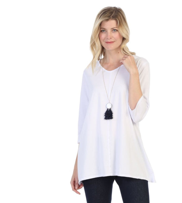 Focus Fashion Lightweight Soft Knit Tunic in White - SC-115-WHT