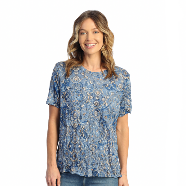 Jess & Jane “Blue Moon” Burnout Crushed Short Sleeve Top - RC6-1678 - Size M