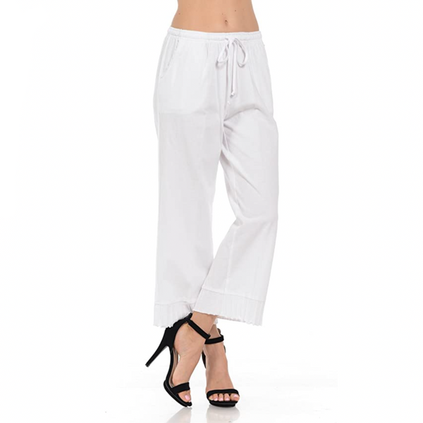 Focus Fashion Pull-On Rib Cuff Flood Pants in White - CS-380-WT