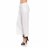 Focus Fashion Pull-On Rib Cuff Flood Pants in White - CS-380-WT