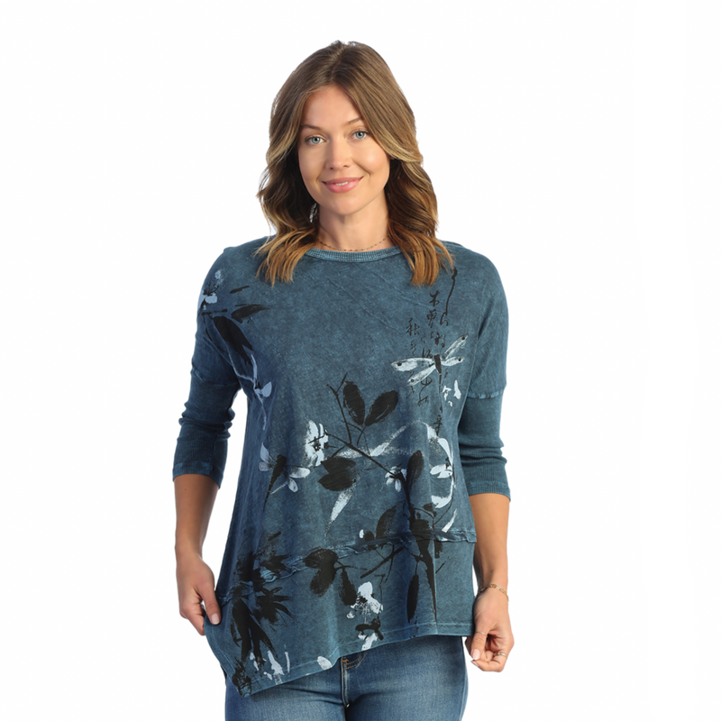 Jess & Jane "Playtime" Abstract Print Mineral Washed Cotton Tunic Top - M41-1160