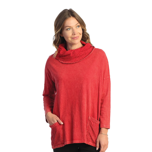 Jess & Jane Mineral Washed Cowl Neck Tunic Top - M99