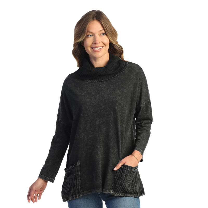 Jess & Jane Mineral Washed Cowl Neck Tunic Top - M99